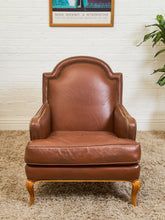 Load image into Gallery viewer, Traditional Leather Bergère Armchair with Nailhead Trim by Baker Furniture co