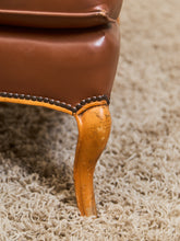 Load image into Gallery viewer, Traditional Leather Bergère Armchair with Nailhead Trim by Baker Furniture co