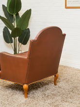 Load image into Gallery viewer, Traditional Leather Bergère Armchair with Nailhead Trim by Baker Furniture co