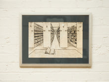 Load image into Gallery viewer, Library Perspective Drawing with Open Book Detail