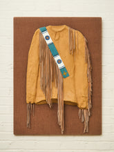 Load image into Gallery viewer, Fringed Buckskin Shirt with Beaded Sash Wall Display