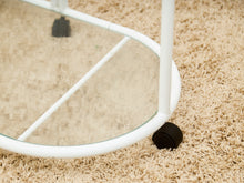 Load image into Gallery viewer, Post Modern Powder-Coated White Rolling Bar Cart with Glass Shelves