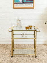 Load image into Gallery viewer, Gold Vintage Post Modern Bar Cart