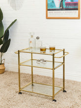 Load image into Gallery viewer, Gold Vintage Post Modern Bar Cart