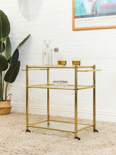 Load image into Gallery viewer, Gold Vintage Post Modern Bar Cart