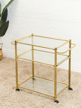 Load image into Gallery viewer, Gold Vintage Post Modern Bar Cart