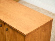Load image into Gallery viewer, Blonde Pecan Mid-Century Modern Buffet with 3 drawers and Cabinet Storage