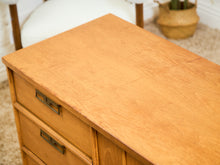 Load image into Gallery viewer, Blonde Pecan Mid-Century Modern Buffet with 3 drawers and Cabinet Storage