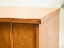 Load image into Gallery viewer, Blonde Pecan Mid-Century Modern Buffet with 3 drawers and Cabinet Storage