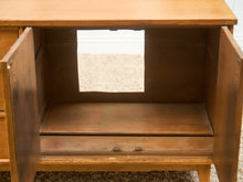Load image into Gallery viewer, Blonde Pecan Mid-Century Modern Buffet with 3 drawers and Cabinet Storage