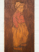 Load image into Gallery viewer, Vintage Man Hand Etched Wooden Pyrography Folk Art Plaque