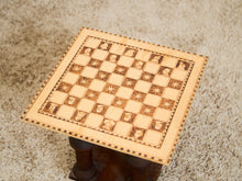 Load image into Gallery viewer, Vintage Handcrafted Wooden Chessboard with Medieval-Themed Designs