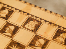 Load image into Gallery viewer, Vintage Handcrafted Wooden Chessboard with Medieval-Themed Designs