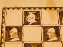 Load image into Gallery viewer, Vintage Handcrafted Wooden Chessboard with Medieval-Themed Designs