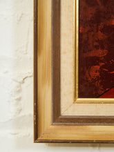 Load image into Gallery viewer, Mid-Century Modern Portrait Painting in Red and Walnut Frame