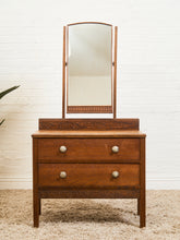 Load image into Gallery viewer, British Arts & Crafts Oak Dressing Table with Mirror
