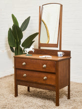 Load image into Gallery viewer, British Arts & Crafts Oak Dressing Table with Mirror