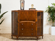 Load image into Gallery viewer, Art Deco Vintage Oak Secretary Bar Bookcase