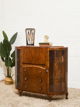 Load image into Gallery viewer, Art Deco Vintage Oak Secretary Bar Bookcase