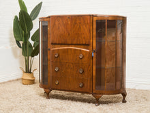 Load image into Gallery viewer, Art Deco Vintage Oak Secretary Bar Bookcase