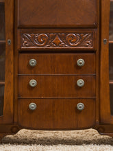 Load image into Gallery viewer, English Art Deco Vintage Oak Secretary Bar Bookcase