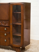 Load image into Gallery viewer, English Art Deco Vintage Oak Secretary Bar Bookcase