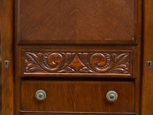Load image into Gallery viewer, English Art Deco Vintage Oak Secretary Bar Bookcase