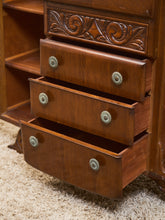 Load image into Gallery viewer, English Art Deco Vintage Oak Secretary Bar Bookcase