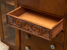 Load image into Gallery viewer, English Art Deco Vintage Oak Secretary Bar Bookcase