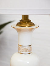 Load image into Gallery viewer, Mid-Century White Ceramic Table Lamp with Brass Base