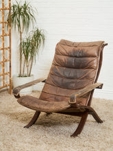 Load image into Gallery viewer, Norwegian Distressed Leather Lounge Chair