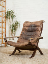 Load image into Gallery viewer, Norwegian Distressed Leather Lounge Chair