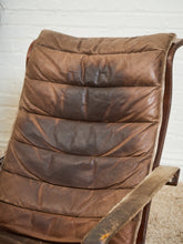 Load image into Gallery viewer, Norwegian Distressed Leather Lounge Chair