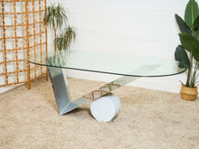 Load image into Gallery viewer, Italian Large Oval Table Cattellan Black Marble Steel and Crystal