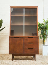 Load image into Gallery viewer, Mid-Century Walnut Hutch with Open Shelving