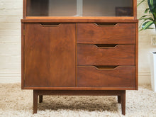 Load image into Gallery viewer, Mid-Century Walnut Hutch with Open Shelving