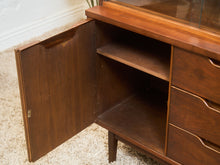 Load image into Gallery viewer, Mid-Century Walnut Hutch with Open Shelving