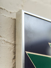 Load image into Gallery viewer, Will Wright (20th/21st c). Serigraph print on paper titled "Why" depicting a Y-shape in green against a blue background, 1976