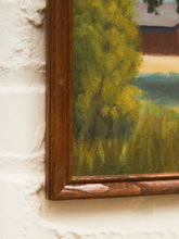 Load image into Gallery viewer, Crimson Barns Under Blue Skies Oil Painting