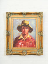 Load image into Gallery viewer, Mid Century Painting of Boy in Hat