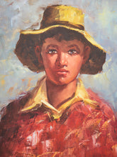 Load image into Gallery viewer, Mid Century Painting of Boy in Hat