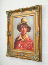 Load image into Gallery viewer, Mid Century Painting of Boy in Hat
