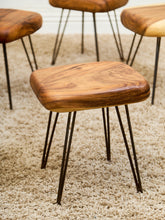Load image into Gallery viewer, Mid-Century Modern Solid Wood Stool with Hairpin Legs