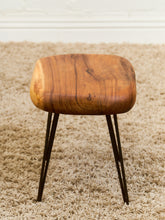 Load image into Gallery viewer, Mid-Century Modern Solid Wood Stool with Hairpin Legs