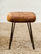Load image into Gallery viewer, Mid-Century Modern Solid Wood Stool with Hairpin Legs