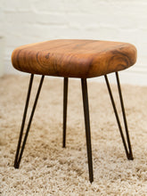 Load image into Gallery viewer, Mid-Century Modern Solid Wood Stool with Hairpin Legs