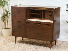 Load image into Gallery viewer, 1960s Mid Century Walnut Roll-Top Secretary Desk by Hooker