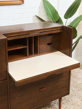 Load image into Gallery viewer, 1960s Mid Century Walnut Roll-Top Secretary Desk by Hooker