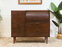 Load image into Gallery viewer, 1960s Mid Century Walnut Roll-Top Secretary Desk by Hooker