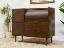 Load image into Gallery viewer, 1960s Mid Century Walnut Roll-Top Secretary Desk by Hooker